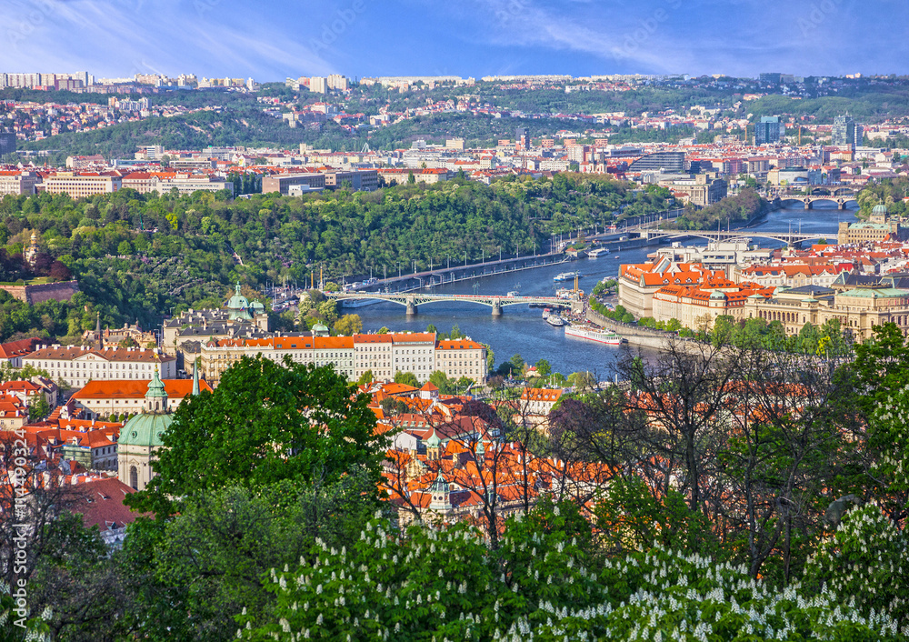 Prague panoramic view, Czech Republic. River Vltava