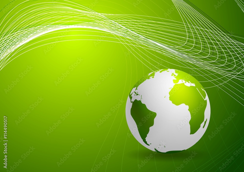 Green background with globe and lines Green background with globe and lines