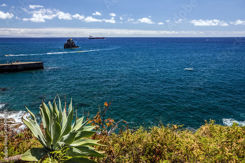 Fototapeta Naklejka Na Ścianę i Meble -  Tropical beach ocean view, Funchal, Madeira, Portugal