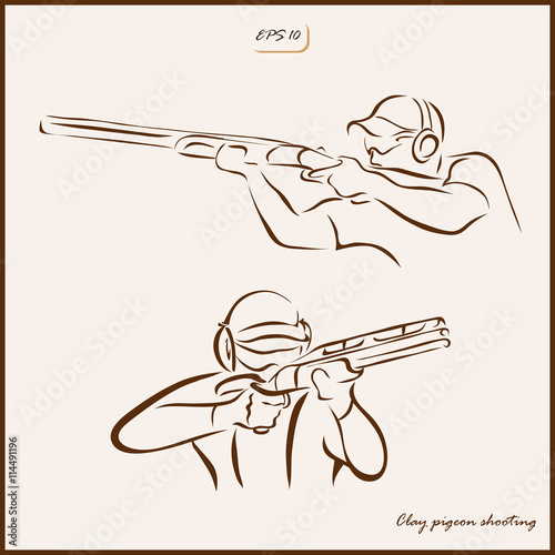 Set of a vector Illustration shows a kind of sport. Clay pigeon shooting