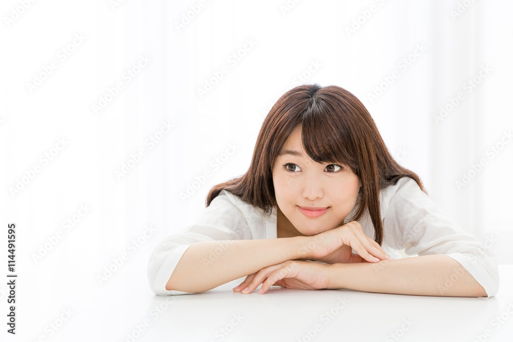 attractive asian woman relaxing