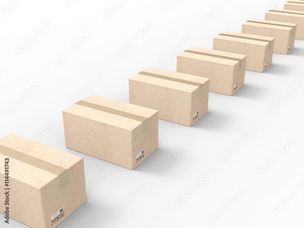 Fototapeta premium cardboard boxes in a row