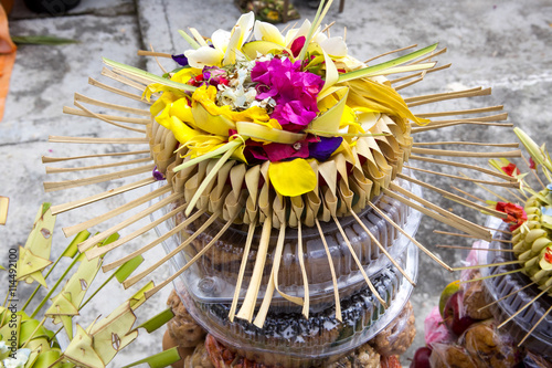  gifts to the spirits  in Hindu ceremonies,   in Nusa Penida-Bali, Indonesia photo