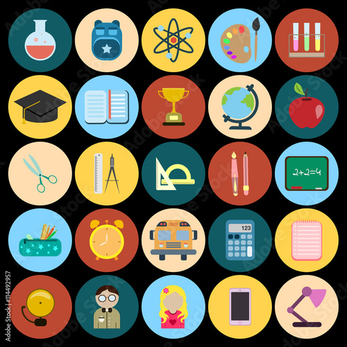 school flat icon set