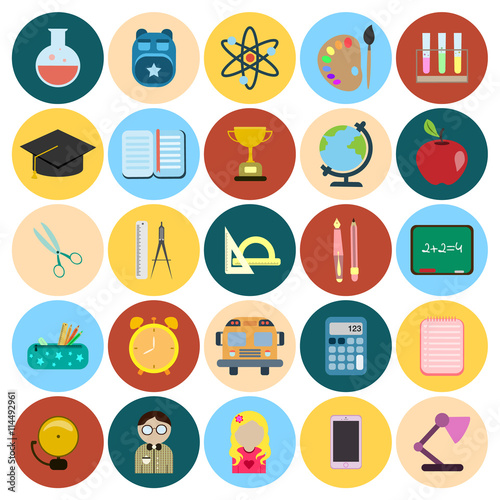 school flat icon set