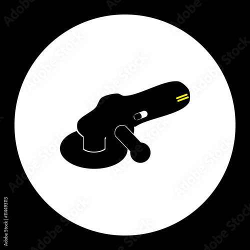 black angle disc grinder isolated black icon workshop tool eps10