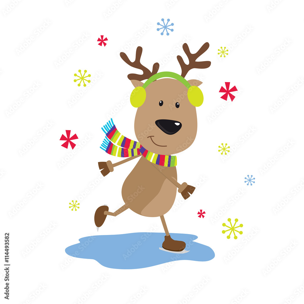 Christmas card with cute reindeer design Christmas card with cute reindeer design