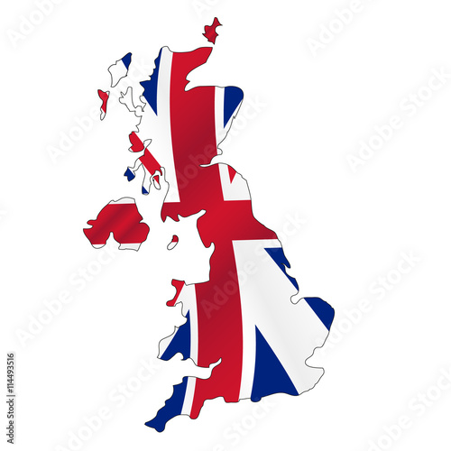 united kingdom map filled with great britain color flag eps10