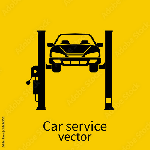 Car on a lift, vector