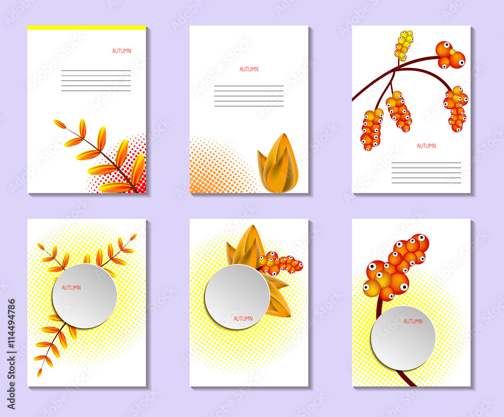 A set of cards with the autumn yellow background.