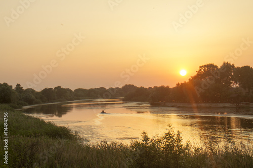 sunset on the river