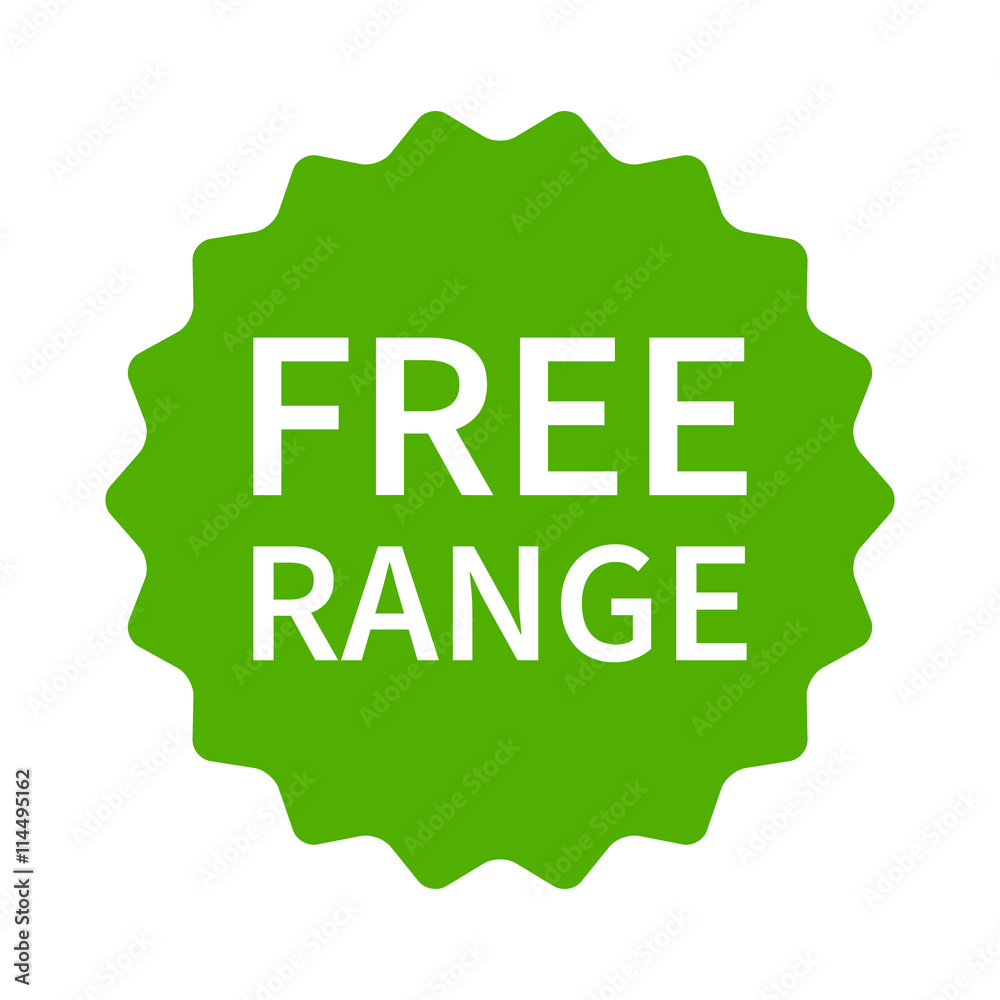 Green free range label, badge, seal, sticker or stamp flat vector icon Green free range label, badge, seal, sticker or stamp flat vector icon