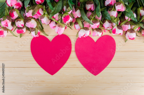 Fototapeta Naklejka Na Ścianę i Meble -  Roses and heart shape card for your message
