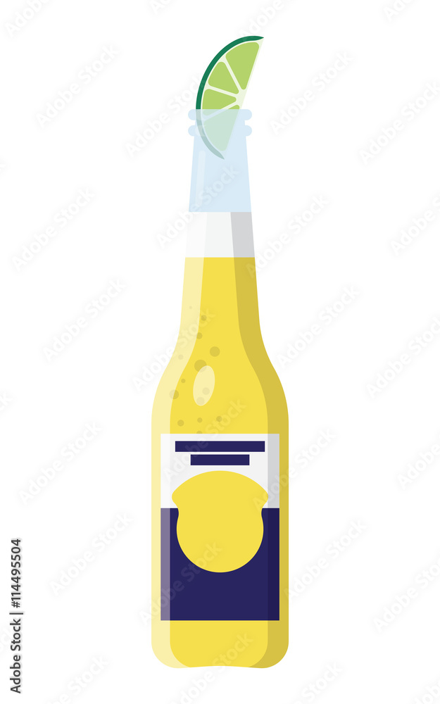 Cerveza Bottle Beer with Lime Wedge Cerveza Bottle Beer with Lime Wedge