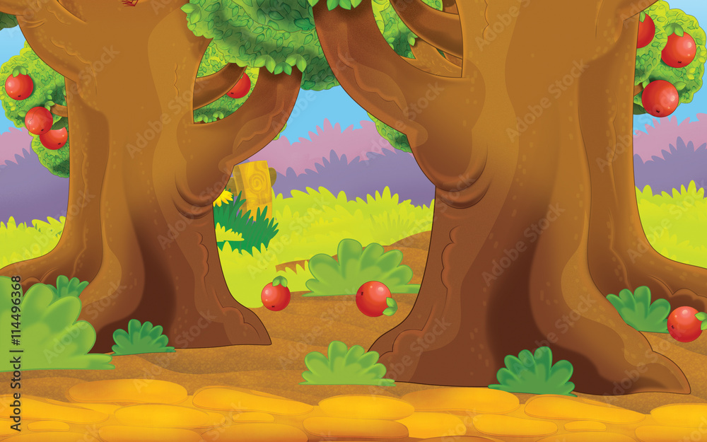 Cartoon farm scene - empty - for different usage - illustration for