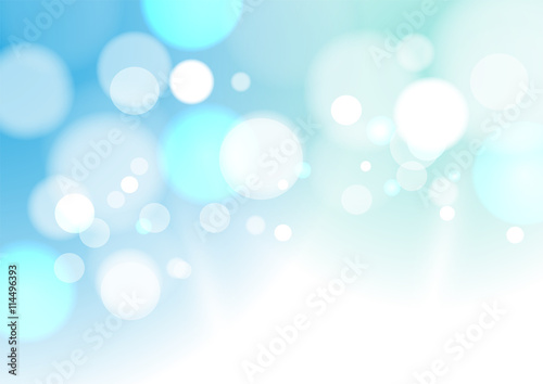 Blue and white abstract bokeh background. Circle concept