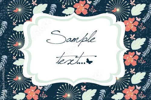 Vector invitation or card with spring flowers. Vector illustration