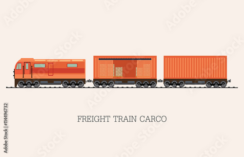 Freight train cargo cars isolated on background.