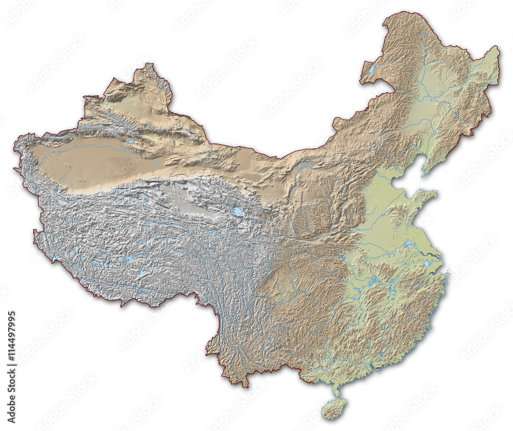 Relief map of China - 3D-Illustration Stock Illustration | Adobe Stock