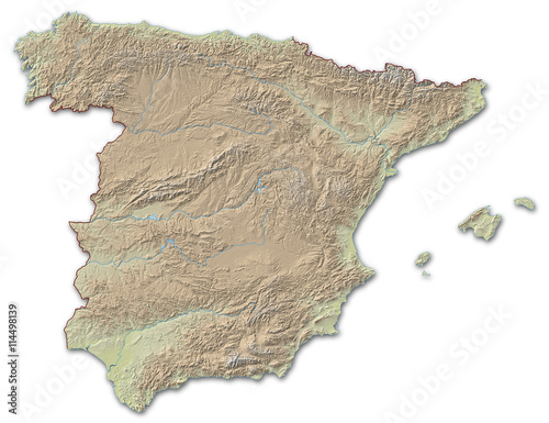 Relief map of Spain - 3D-Illustration