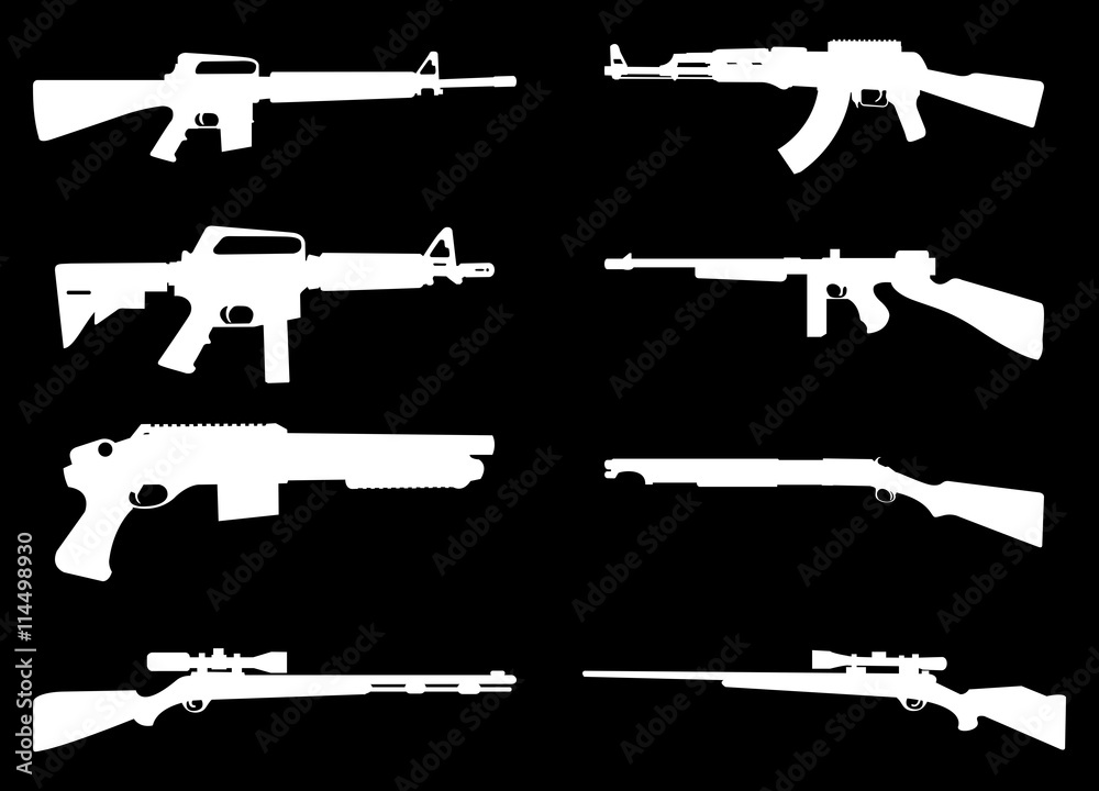 Gun Rifle Icon Silhouette Black Background Stock Vector | Adobe Stock