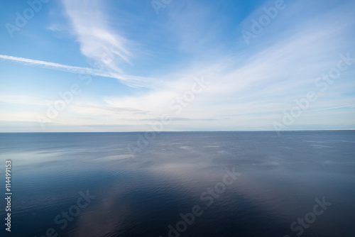 blue sky reflected in lake  nature background