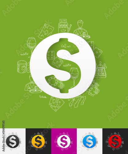 money paper sticker with hand drawn elements