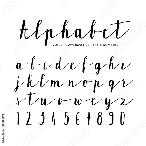 Hand drawn vector alphabet, font, isolated letters, numbers written with marker or ink