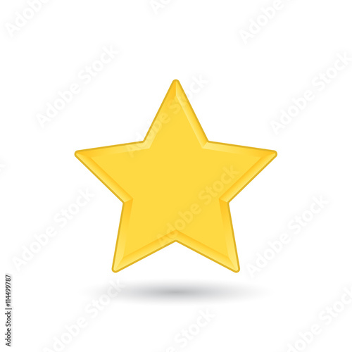 Golden Star With Reflection On White Background. Vector Illustration