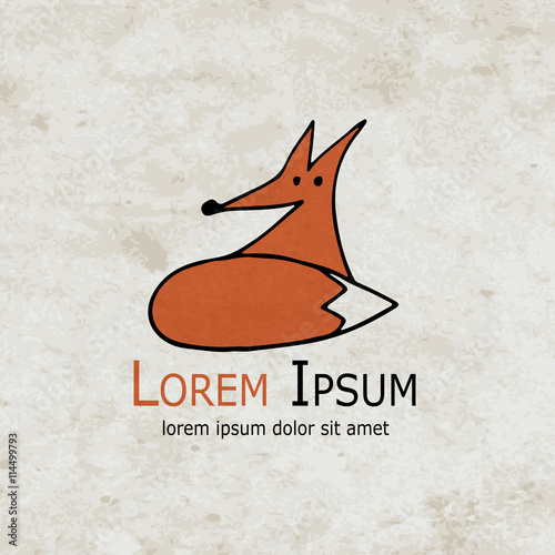 Funny fox design on grunge paper