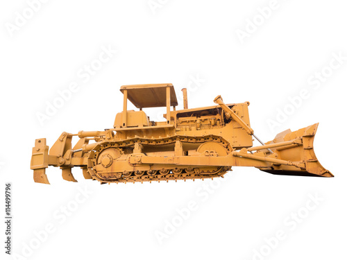 Bulldozer isolated on white background with clipping path