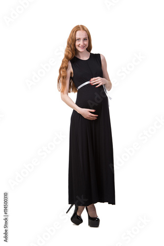 Pregnant woman isolated on the white