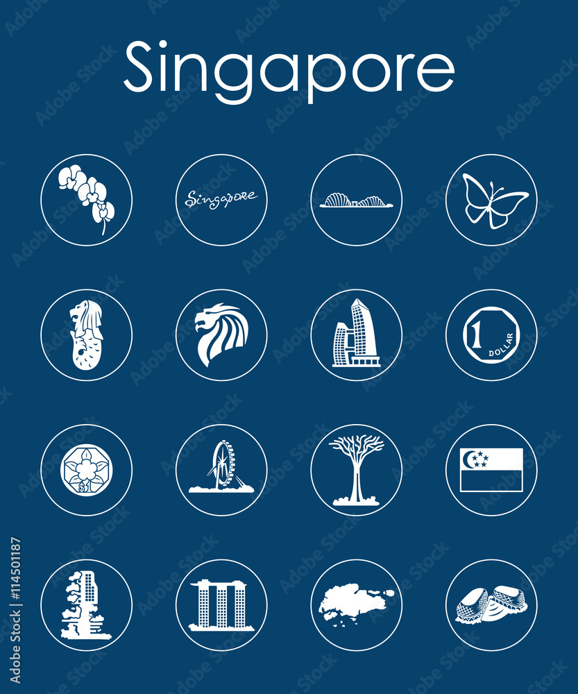 Set of Singapore simple icons Set of Singapore simple icons