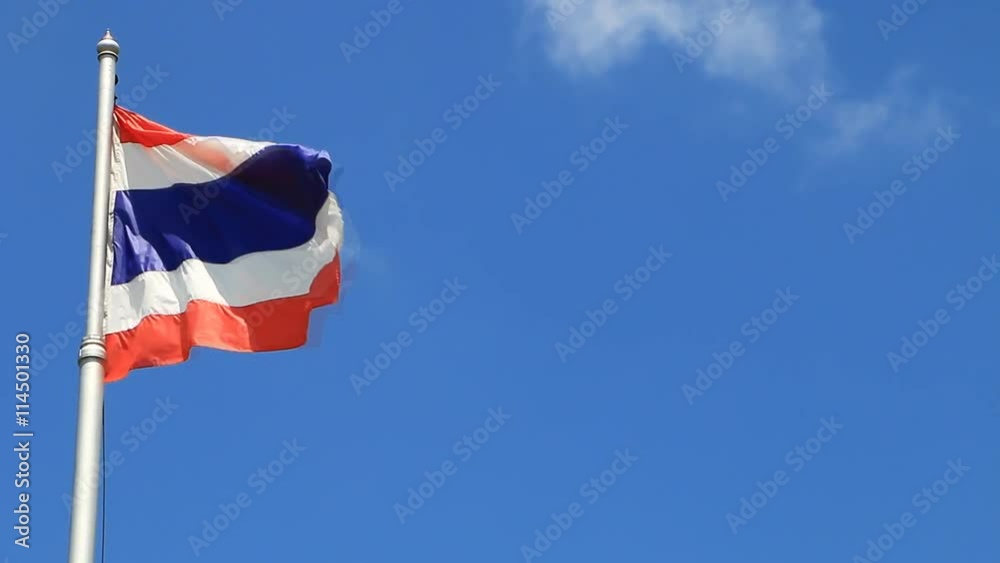 National flag of Thailand with blue sky background. National flag of Thailand with blue sky background.