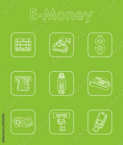 Set of e-money simple icons
