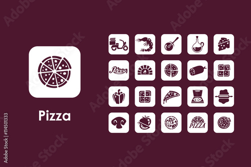 Set of pizza simple icons