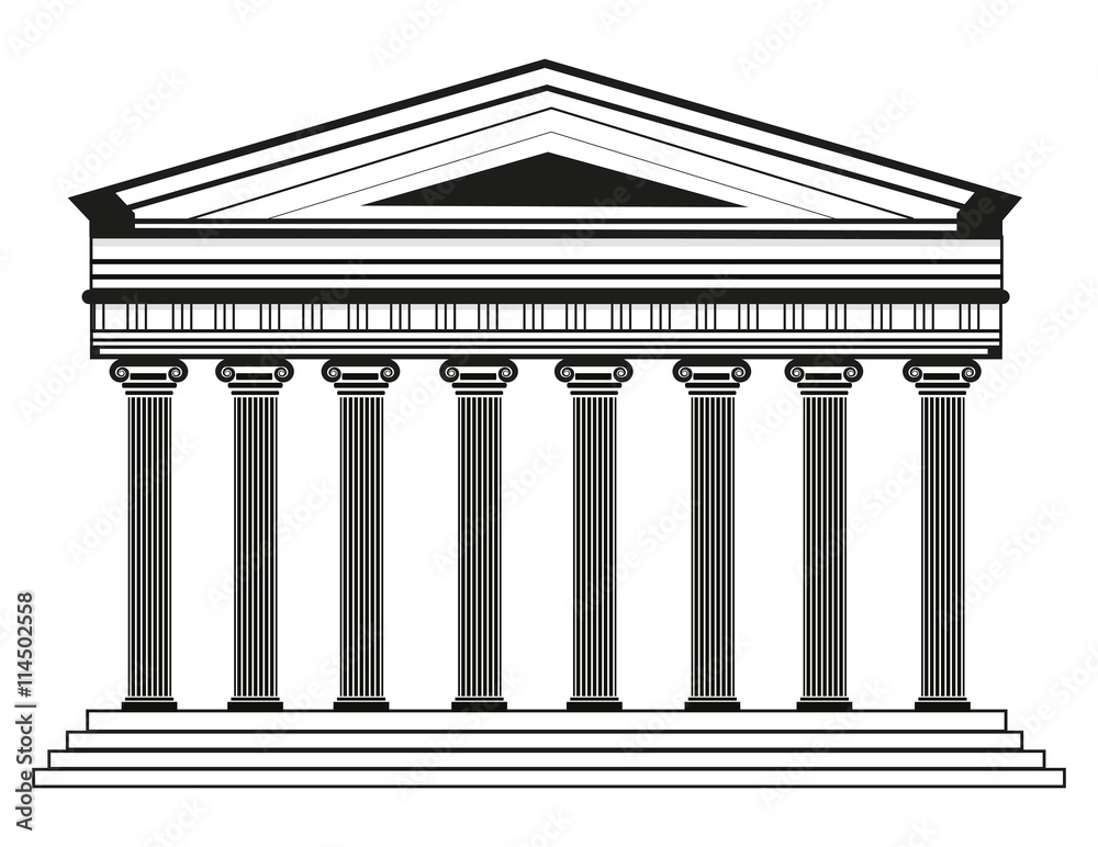 oman/Greek Vector Pantheon temple with Doric columns. High detailed architecture frontal view oman/Greek Vector Pantheon temple with Doric columns. High detailed architecture frontal view