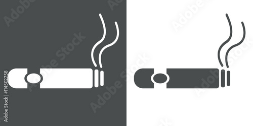 Icono plano cigarro habano con humo photo