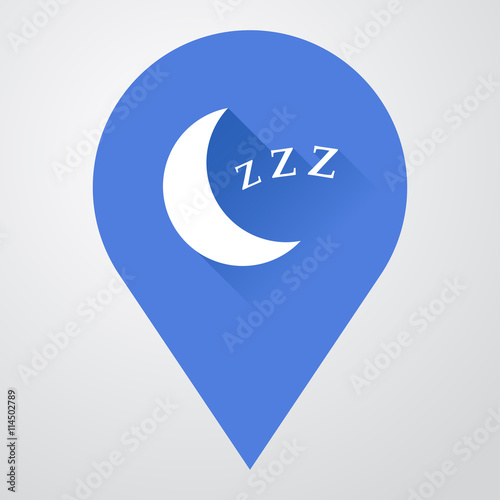 Icono plano localizacion con luna durmiendo con sombra