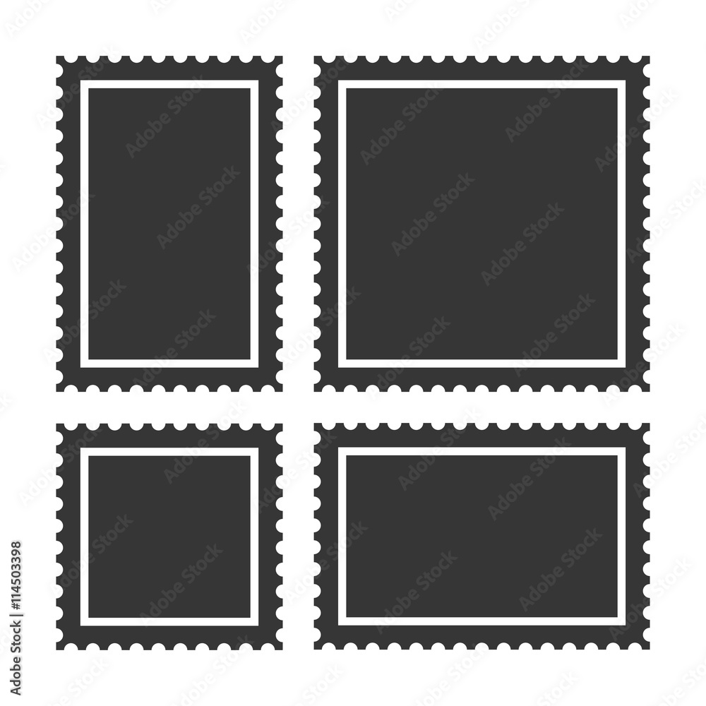 Blank Postage Stamps Set on White Background. Vector