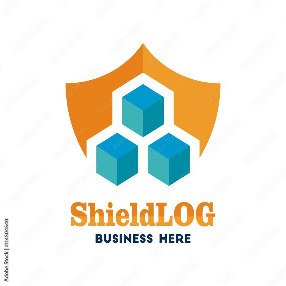 Logo shield abstract protection safety creative design vector