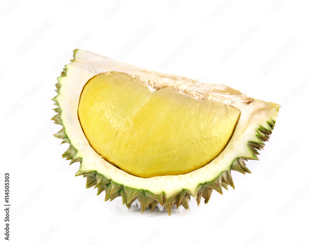 durian close up isolated on white background. durian close up isolated on white background.