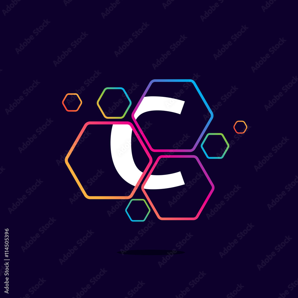 Letter C logo in Hexagon pattern. Letter C logo in Hexagon pattern.