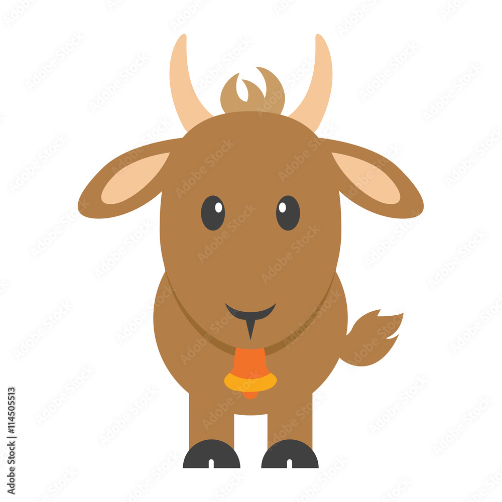 cartoon goat with bell vector