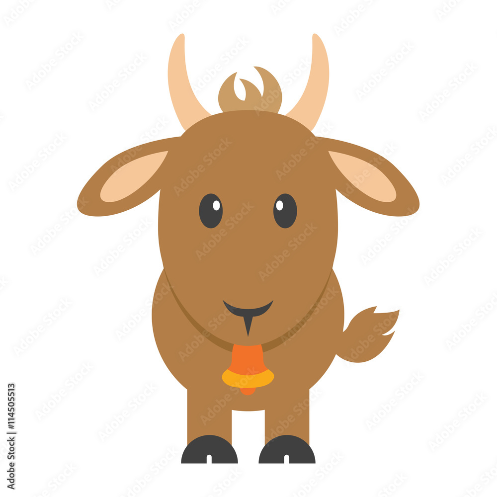 cartoon goat with bell vector cartoon goat with bell vector
