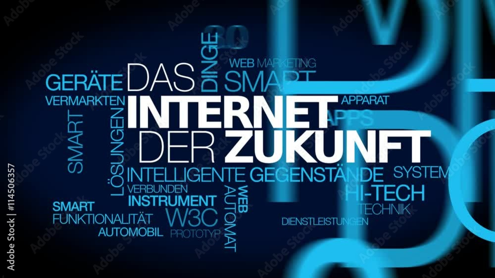 Das Internet der Zukunft Worte Blau Tag Cloud Text 