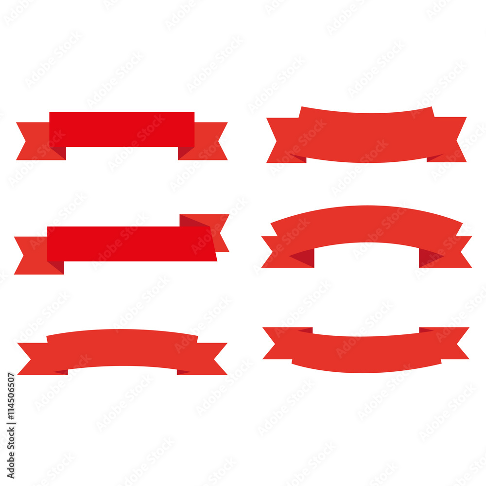 Ribbon retro style red on a white background