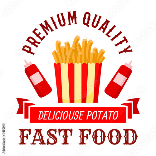 Fast food cafe symbol with takeaway french fries