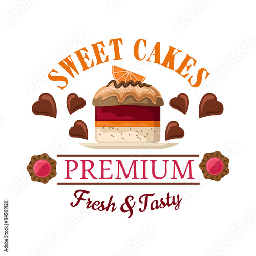 Red velvet mini cake badge for cafe menu design