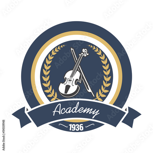 Music academy heraldic insignia with violin